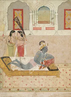 Pahari Hills Prints: Krishna Awaiting Radha, c. 1750-1760. Creator: Unknown