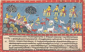 Balarama Collection: Krishna, Balarama, and the Cowherders... from a Dispersed Bhagavata Purana... 1800-1825