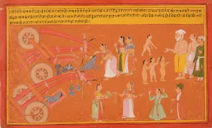 Krishna Breaks the Cart, Folio from a Bhagavata Purana (Ancient Stories of the Lord), c1725. Creator: Unknown