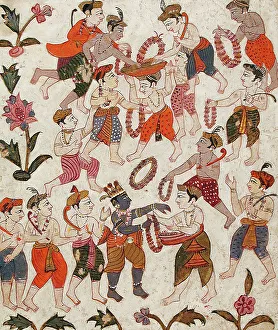 Krishna Prints: Krishna and the Cowherds Receiving Garlands in Mathura