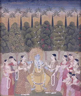 Krishna Dancing with Gopis, 1775-1800. Creator: Unknown
