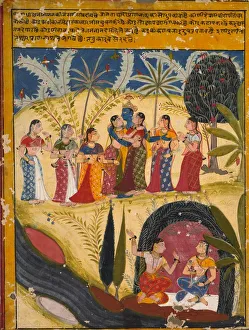 Rajasthan Prints: Krishna and Gopis, c. 1660. Creator: Unknown