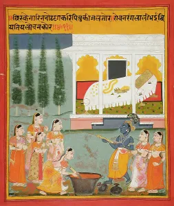 Gopi Prints: Krishna and Gopis Celebrating the Holi Festival, between c1700 and c1720. Creator: Unknown