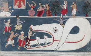 Krishna Prints: Krishna Kills Aghasura, 1675-1700. Creator: Unknown