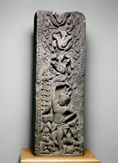 Cambodia Prints: Krishna Lifting Mount Govardhan, Angkor period, 11th century. Creator: Unknown