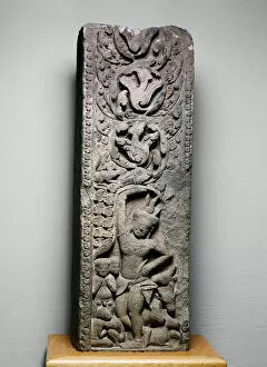 Angkor Period Collection: Krishna Lifting Mount Govardhan, Angkor period, 11th century. Creator: Unknown