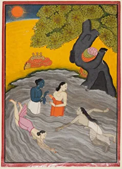 Krishna playing with the Gopis in the Jumna, c. 1770. Creator: Unknown
