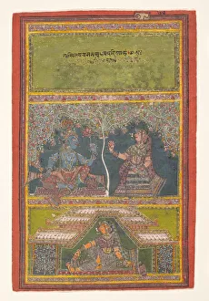 Gopi Prints: Krishna and Radha Conversing: Page from a Dispersed Gita Govinda... 18th century