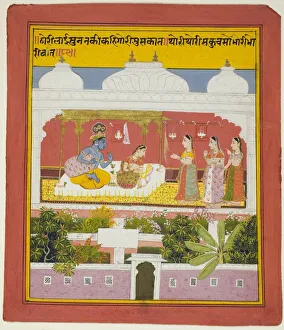 Pavilion Prints: Krishna and Radha in a Pavilion, from a copy of the Seven Hundred Verses (Sat Sai