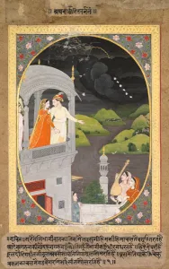 Krishna and Radha Watching Rain Clouds: The Month of Bhadon from Baramasa series, c