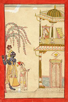 Flute Player Prints: Krishna Serenading Radha, between c1730 and c1750. Creator: Unknown
