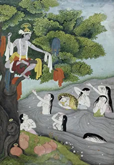 Krishna Prints: Krishna Steals the Gopis Clothing, 1775-1800. Creator: Unknown
