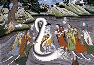 Grateful Prints: Krishna Subdues Kaliya, c1800. Creator: Unknown