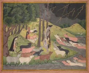 Krishna Summoning the Cows, c. 1780-1790. Creator: Unknown