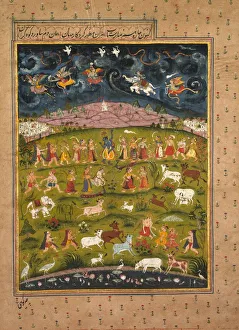 Krishna Supporting Mt. Govardhana, 1700s. Creator: Unknown