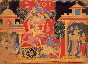 Krishna Prints: Krishna Uproots the Parijata Tree