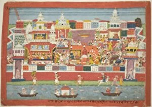Boatman Gallery: Krishnas Marriage to Kalinda, from a copy of the Bhagavat Purana, c. 1775