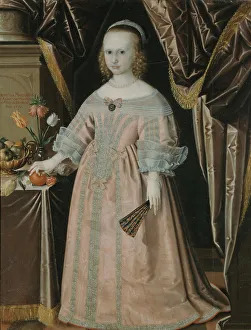 Lace Trim Prints: Kristina, 1645-1705, Princess of Baden-Durlach, Duchess of Saxe-Gotha, 1651. Creator: Anon