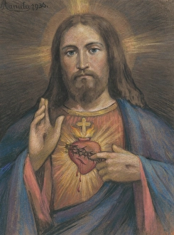Religious Motif Prints: Krivda (Christ), 1936. Creator: Jozef Hanula