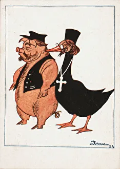 Collectivisation Gallery: Kulak and Priest, 1922. Creator: Deni (Denisov), Viktor Nikolaevich (1893-1946)