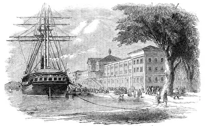 Screw Steamer Prints: The Kuleieh Barracks, Constantinople - the Royal Artillery disembarking from The Jason