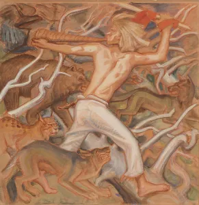 Akseli Gallen Kallela Prints: Kullervo Herding his Wild Flocks, 1917. Creator: Akseli Gallen-Kallela