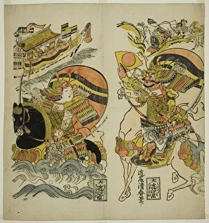 Kumagai Naozane and Taira no Atsumori at the battle of Ichi-no-tani, Japan, c. 1720