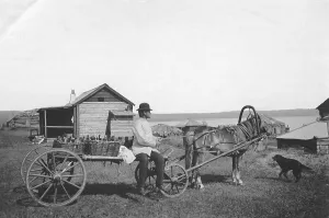Vonago Li Prints: A kumys delivery man at the resort of Lake Shira, 1900-1909. Creator: LI Vonago