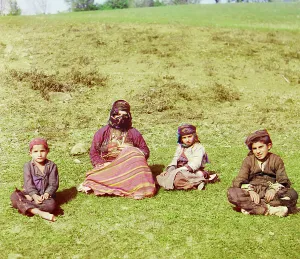 Turkey Western Asia Prints: Kurd woman with children [Artvin]