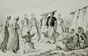 Kurdish women's dance, Armenia, 1838. Creator: Unknown.<br> Kurdish women's dance, Armenia, 1838. Creator: Unknown