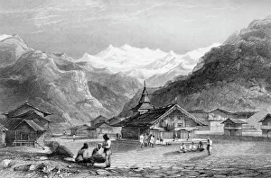 Roberts Emma Prints: Kursalee, - A Village in the Himalaya Mountains, India, 1845. Creator: Unknown