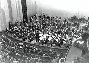 The Kuybyshev première of Shostakovich's Symphony No. 7 on March 5, 1942 by the Bolshoi... 1942. Creator: Anonymous