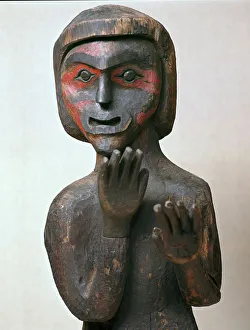 Detail of a Kwakiutl tribe Native American grave marker
