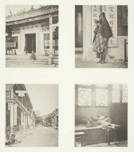 J Thompson Collection: Front of Kwan-Yin Temple, Hong-Kong; A Mendicant Priest; A Street in Hong-Kong; Opium