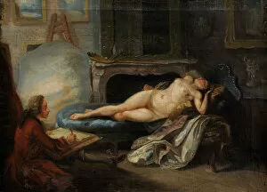 Erotic Art Gallery: L Académie particulière, 1755. Creator: Saint-Aubin
