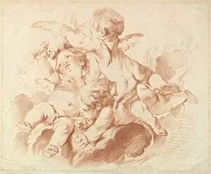 Bonnet Louis Marin Gallery: L Air (The Air): A Group of Three Putti on Clouds, 18th century