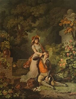 Blindfold Gallery: L Amant Surpris, (The Surprised Lover), 1798, (1913). Artist: Charles-Melchior Descourtis