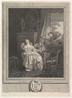 Noel Prints: L Amour a L Espagnole, ca. 1780. Creators: Augustin de Saint-Aubin, Noel Pruneau