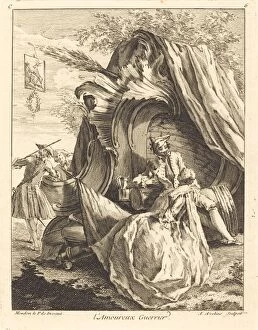 Arabesques Gallery: l Amoureux Guerrier, 1736. Creator: Antoine Aveline