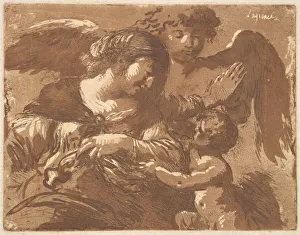 Jean Jacques Prints: L ange gardien (The Guardian Angel), in an album containing Recueil de Compositions p
