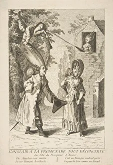 Ridiculous Prints: L Anglais a la Promenade Tout Deconcerte, 1720-75. Creator: Unknown