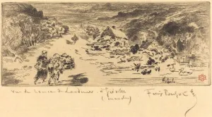 Carrying On Back Collection: L Entree de Landemer (Hague), c. 1873. Creator: Felix Hilaire Buhot
