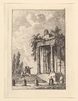 Bollard Prints: L Escalier aux Quatre Bornes. n. d. Creator: Hubert Robert