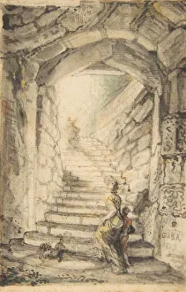 L Escalier (The Curving Stair), 1778-79. Creator: Gabriel de Saint-Aubin