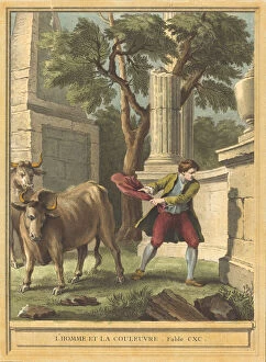 De La Fontaine Jean Collection: L homme et la couleuvre (Man and the Snake), published 1759