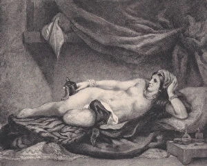 Lithograph On Chine Collé Gallery: L Odalisque, 1852. Creator: Charles-Alexandre Debacq