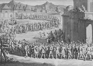 L Yncas vient recevoir les Orfrandes que ses Sujets font au Soleil, c1723