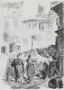 1871 Prints: La Barricade, 1871. Creator: Edouard Manet