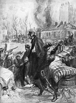 Marines Prints: La Bataille des Flandres; Les fusiliers marins soutenant un combat de rues dans Dixmude