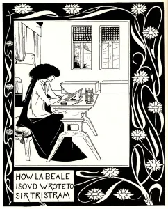 Aubrey 1872 1898 Gallery: How La Beale Isoud Wrote to Sir Tristram. Illustration to the book Le Morte d Arthur by Sir Thomas